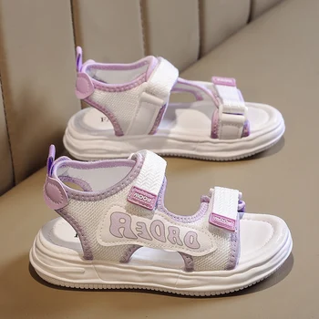Летние сандалии для девочек, дышащие тапочки на мягкой подошве