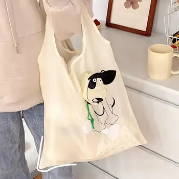 Модная сумка для покупок, сумка для покупок с принтом животного щенка, многоразовая портативная складная экологичная сумка для покупок