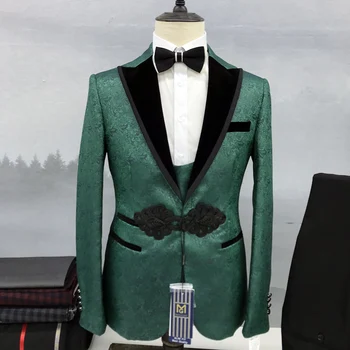 Мужской костюм на заказ, комплект из 3 предметов, пальто с отворотом в китайском стиле, черные брюки, жилет, высококачественная Официальная деловая свадьба