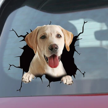 Наклейка на автомобиль, наклейки на заднее стекло, щенок, разбитое окно, Электростатическая 3D симуляция, наклейки на автомобиль с французским бульдогом, виниловые наклейки