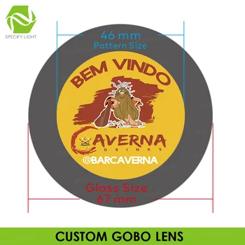Настройте стеклянный объектив Gobo диаметром 67 мм-46 мм для проектора высокой мощности мощностью 100 Вт, 150 Вт, 200 Вт