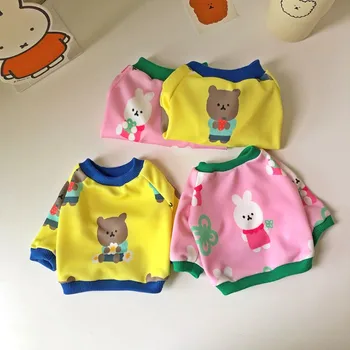 Новая летняя одежда для домашних собак Хлопчатобумажная Толстовка с капюшоном для маленьких собак, рубашка с милым мультяшным медведем, одежда для бульдога йоркширского Ropa Perro