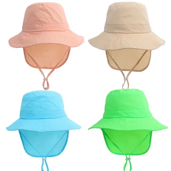 Новая летняя панама, быстросохнущие однотонные шляпы для девочек, солнцезащитные шляпы для мальчиков, пляжная кепка, детская панама, детская рыбацкая кепка для малышей