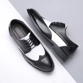 Новые мужские роскошные модельные туфли Итальянские мужские Броги, Свадебные Кожаные оксфорды на шнуровке для официальных вечеринок, туфли с острым носком fgb78