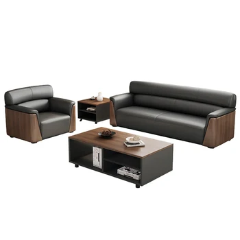 Офисные диваны Диван из натуральной кожи и чайный столик в сочетании с комплектом диванов мебель для гостиной роскошный современный диван