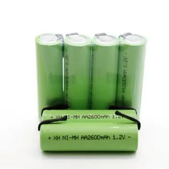 Перезаряжаемая батарея 1.2 В AA, NI-MH ячейка, 2600 мАч, зеленый корпус со сварочными выступами для электробритвы Philips, бритвенная зубная щетка