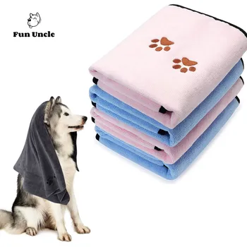 Полотенце для собак, сверхпоглощающее полотенце для сушки собак из микрофибры, мягкое банное полотенце для домашних животных для всех собак и кошек с вышитым рисунком лап