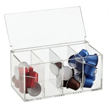 Прозрачный куб 22*10 см, Практичный Отсек для классификации кофейных капсул Nespresso, Коробка для хранения 