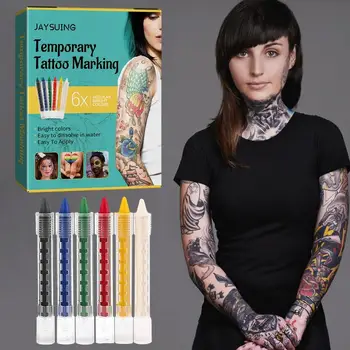 Разноцветные ручки для татуировки в стиле боди-арт, 6 водонепроницаемых, не раздражающих маркеров для временных татуировок, детские игрушки для мгновенных татуировок