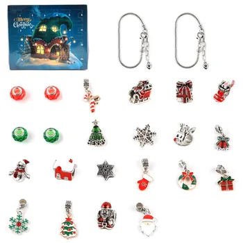 Рождественский Адвент-календарь Mystery Box 24 Календаря, подарочная коробка, браслет, украшение из бисера своими руками, ежедневный сюрприз, Рождественский подарок
