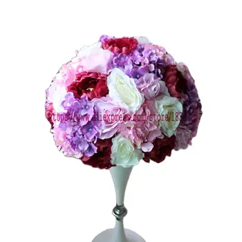 Свадебная дорога ведет к искусственной розе, цветку гортензии, цветочному шару, центральному элементу свадебного стола, цветочному шару 30 см Mixcolor 10 шт./лот TONGFENG