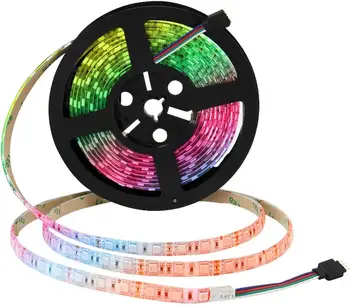 Светодиодная лента 12V 5050 RGB с веревочными гирляндами для рождественской вечеринки в спальне, автомобили, 16,4 фута 300 светодиодов, гибкая лента для изменения цвета.