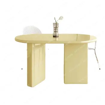Современный обеденный стол, креативный овальный обеденный стол для больших и маленьких квартир, простой классический длинный обеденный стол