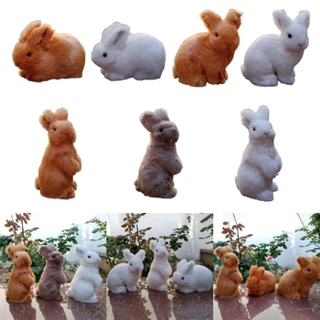 Статуэтка пасхального кролика, украшение из искусственного меха, фигурка кролика, игрушка-животное для малыша