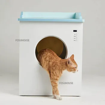 Товары для домашних животных, интеллектуальный ящик для кошачьего туалета, защищающий от запаха и брызг, Портативный автоматический кошачий туалет большого размера, полностью закрытый