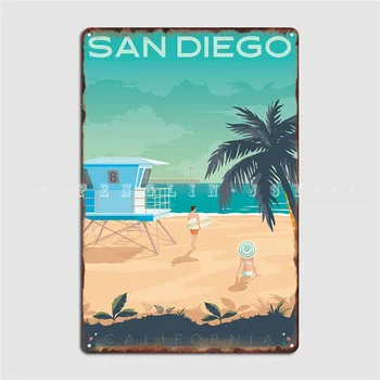 Туристический плакат из Сан-Диего, металлическая вывеска Club Home, плакат для украшения дома, жестяная вывеска, плакат