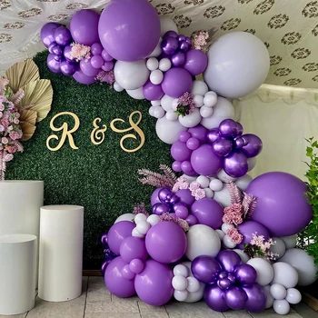 Фиолетовый Комплект Арки с Гирляндой из воздушных шаров Для украшения свадьбы, Дня Рождения, 1-й День Рождения, Декор для Баллонов для девочки, Детский Душ, Латексный Шар