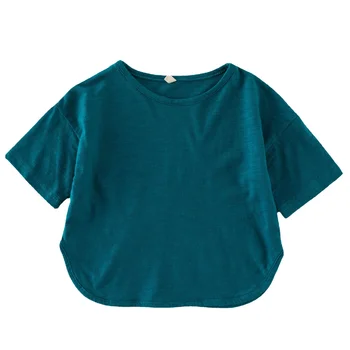 Футболка для маленьких девочек, однотонная детская одежда с коротким рукавом, Летняя футболка 2023 года для мальчиков, хлопковая дышащая детская футболка