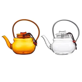 Чайник из боросиликатного стекла, 200 мл, Термостойкий для рассыпного листового чая, Термостойкий Стеклянный прозрачный цветочный чайник с крышкой
