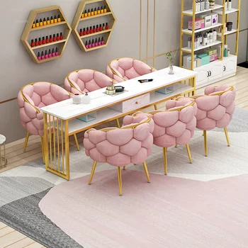 Японский модный маникюрный столик и набор стульев, Простой маникюрный магазин, Двойной маникюрный стол для ногтей, Салонная мебель, столы для домашнего макияжа